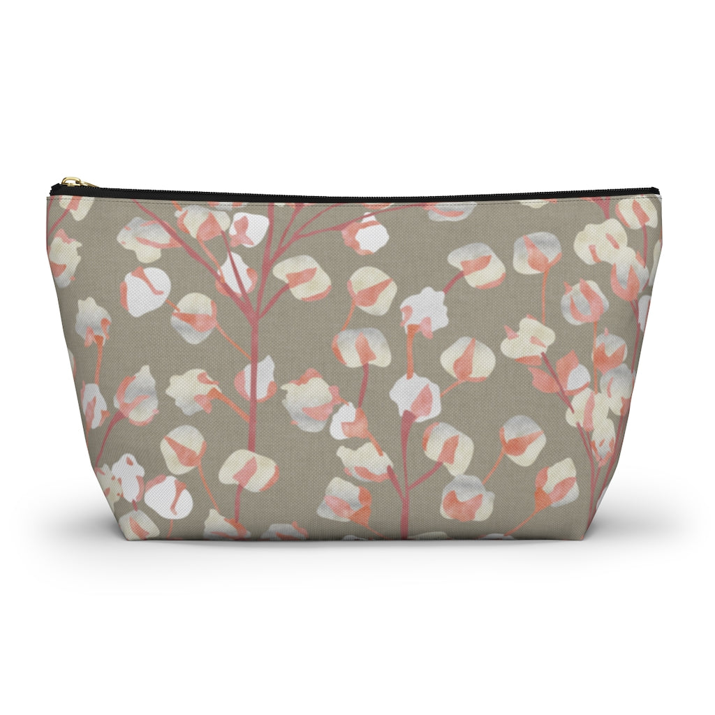 Cotton Branch Accessory Pouch w T-bottom in Pink