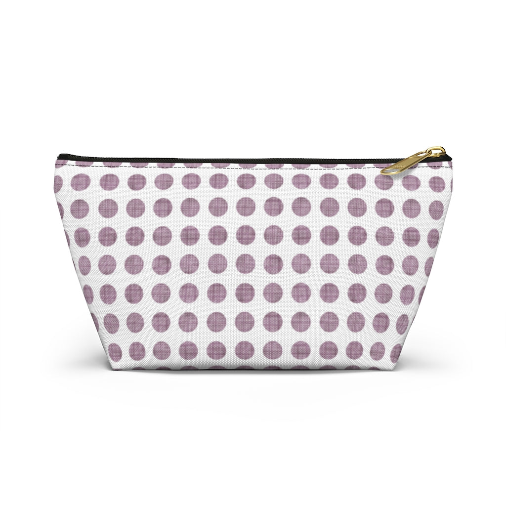 Textured Polka Dots Accessory Pouch w T-bottom in Purple