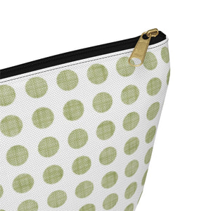 Textured Polka Dots Accessory Pouch w T-bottom in Green