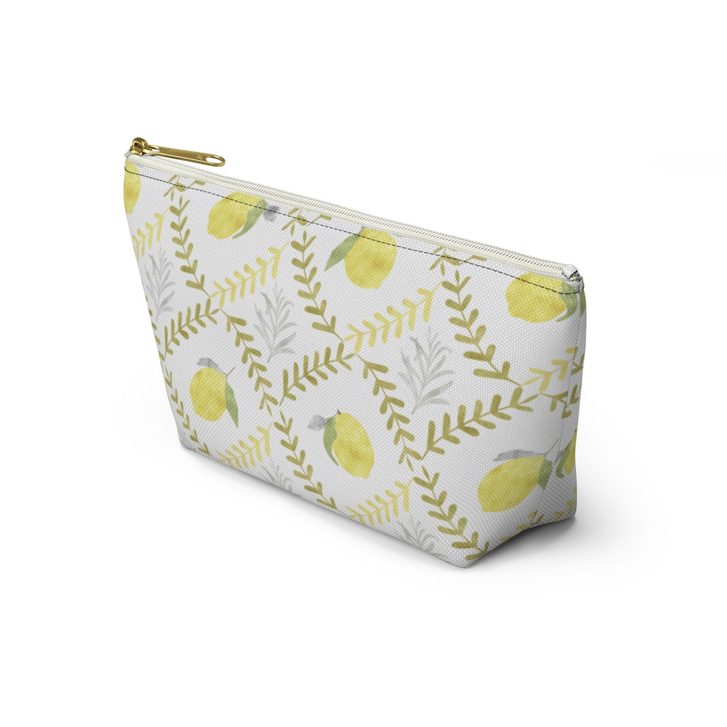 Lemon Tile Accessory Pouch w T-bottom in Yellow