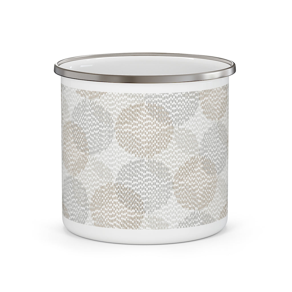 Stitch Circle Overlay Enamel Mug in Brown