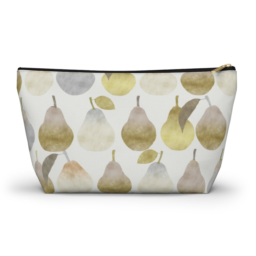 Watercolor Pears Accessory Pouch w T-bottom in Gold