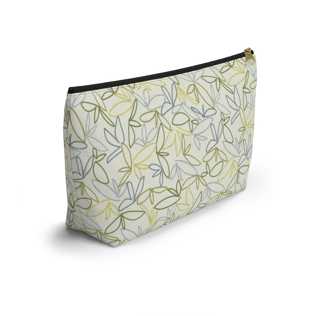 Sketch Leaf Accessory Pouch w T-bottom in Green