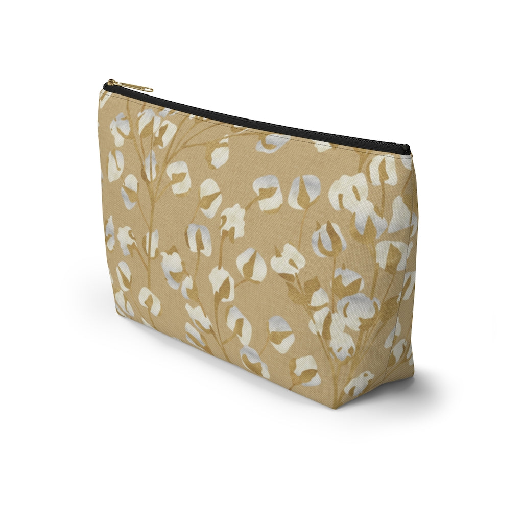 Cotton Branch Accessory Pouch w T-bottom in Gold