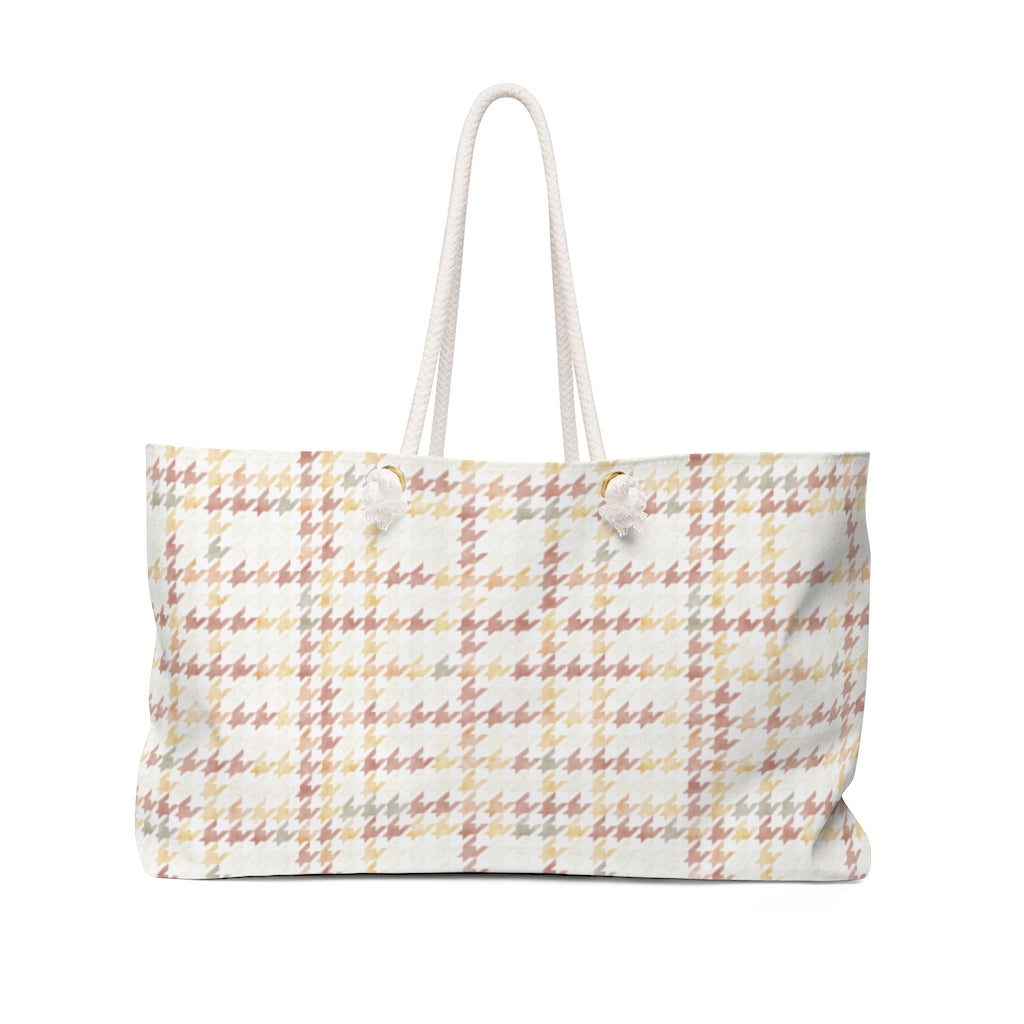 Plaid Houndstooth Weekender Bag in Pink