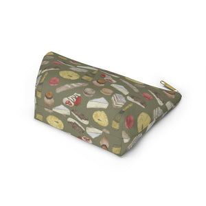 Watercolor French Pastries Accessory Pouch w T-bottom in Green