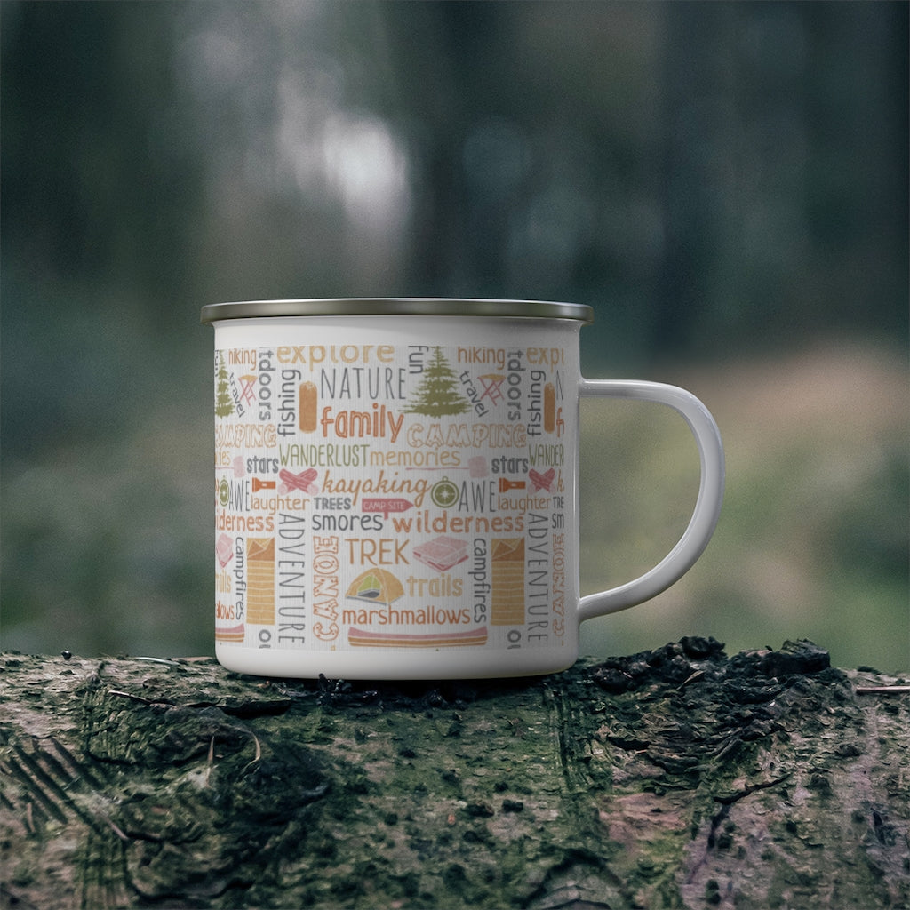 Camp Site Enamel Mug in Orange