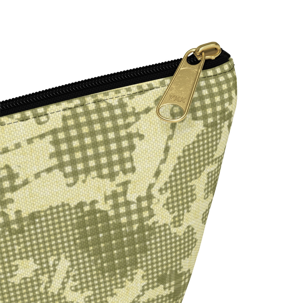 Floral Plaid Accessory Pouch w T-bottom in Green