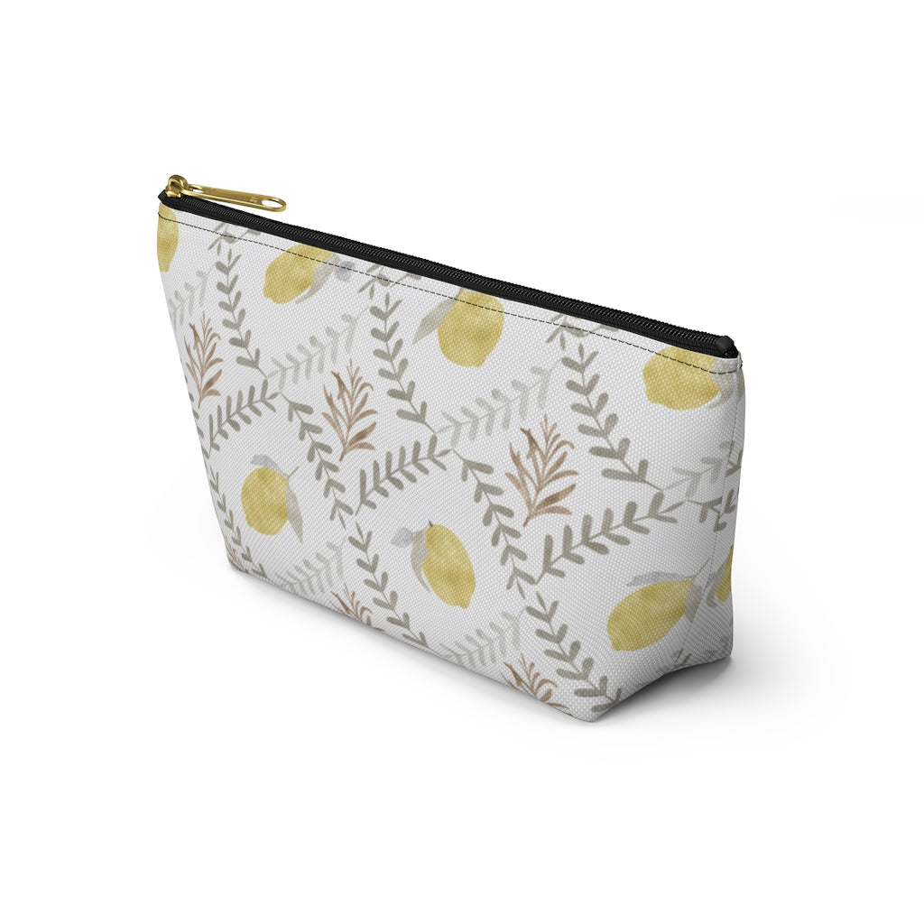 Lemon Tile Accessory Pouch w T-bottom in Gray