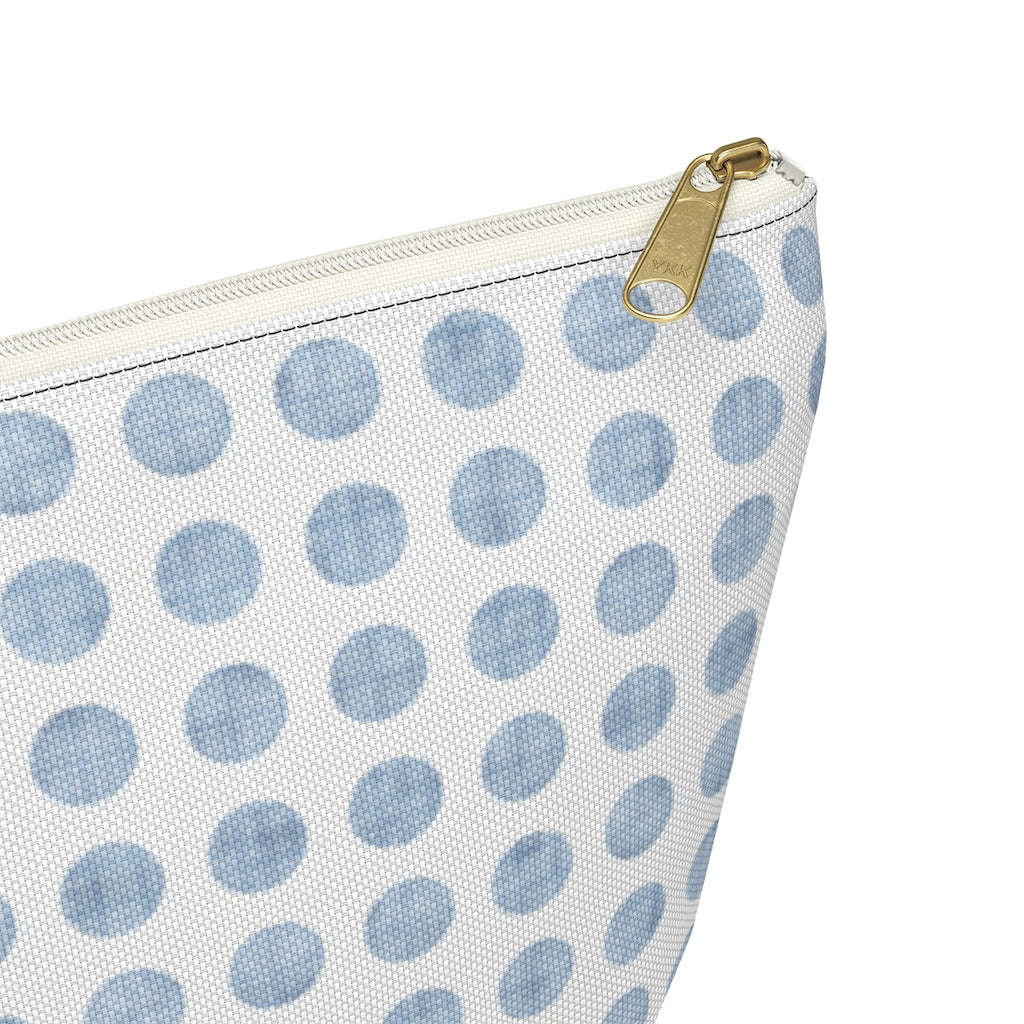 Textured Polka Dots Accessory Pouch w T-bottom in Aqua