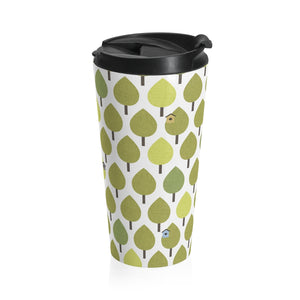 Trees with Birdhouses Stainless Steel Travel Mug in Green