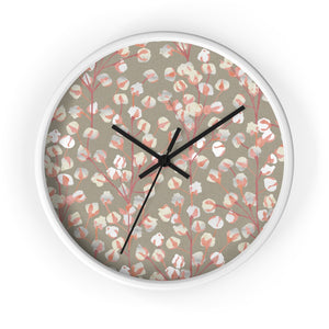 Cotton Branch Wall Clock in Pink