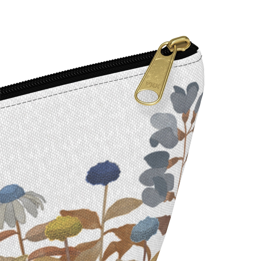 Illustrated Flowers Accessory Pouch w T-bottom in Orange