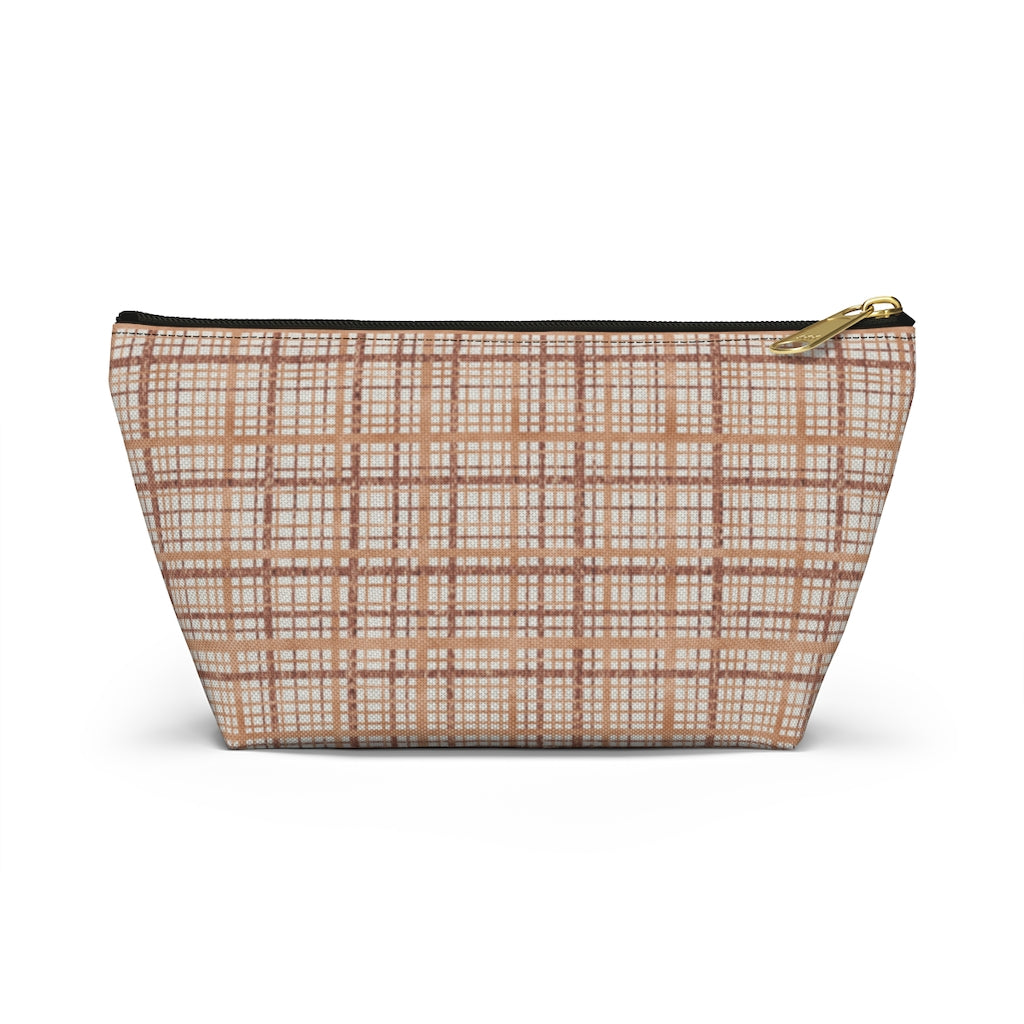 Rogers Tartan Accessory Pouch w T-bottom in Coral