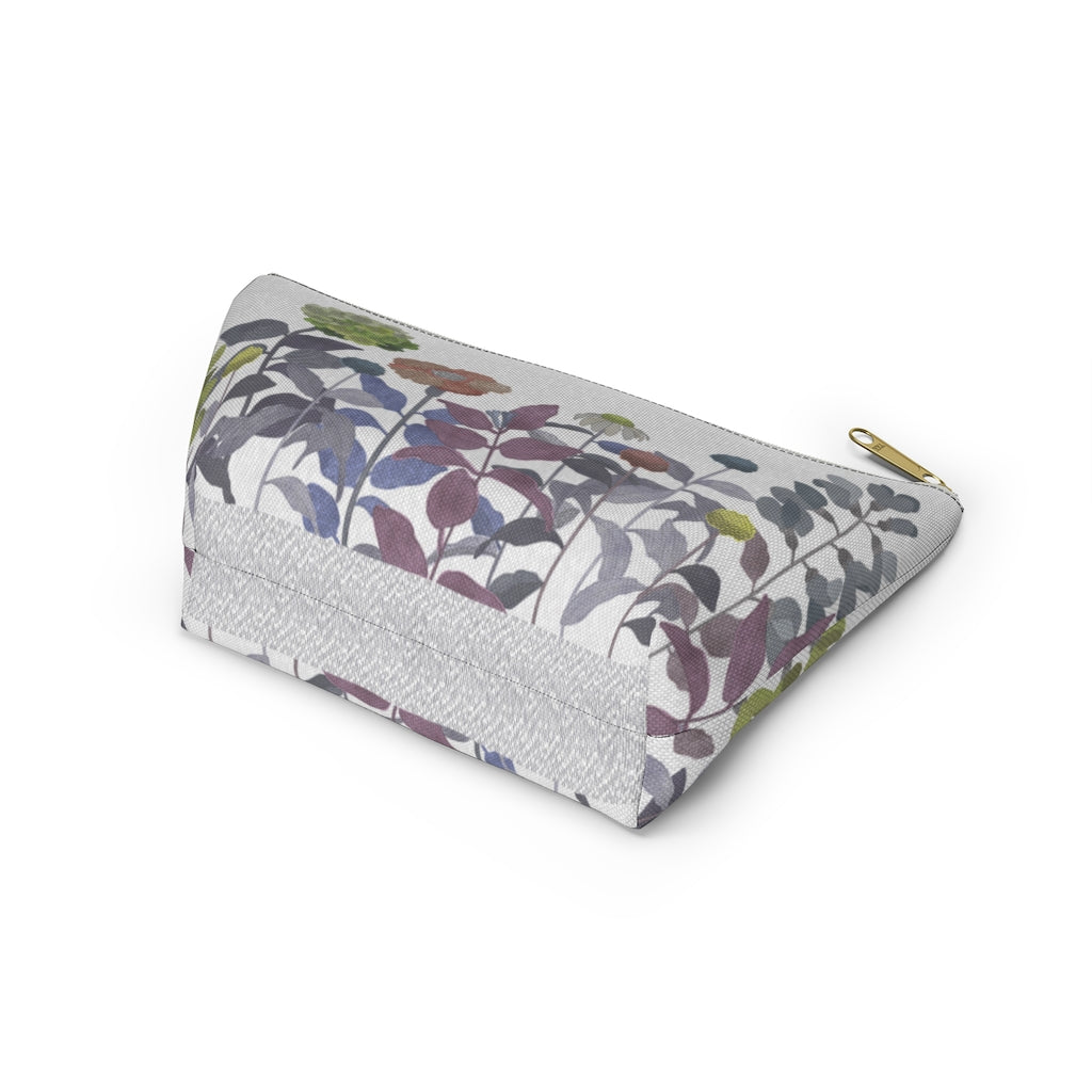 Illustrated Flowers Accessory Pouch w T-bottom in Purple
