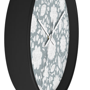Floral Eyelet Lace Wall Clock in Blue