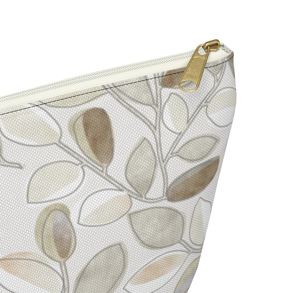 Cherry Plum Leaves Accessory Pouch w T-bottom in Brown