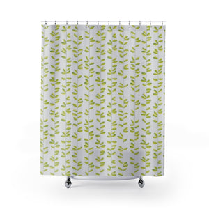 Watercolor Leaf Vines Shower Curtain in Green