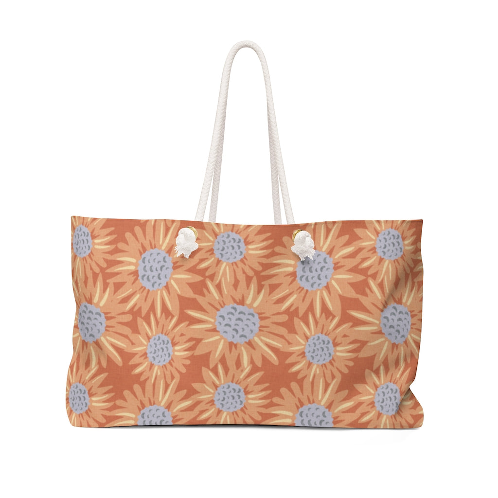 Floral Sunflower Weekender Bag in Orange