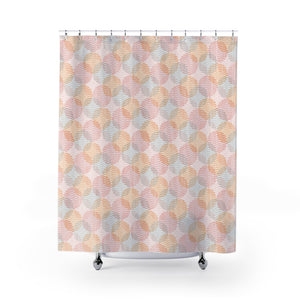 Stitch Circle Overlay Shower Curtain in Pink