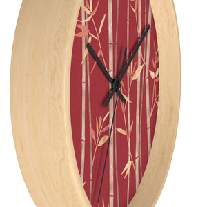 Bamboo Wall Clock in Red