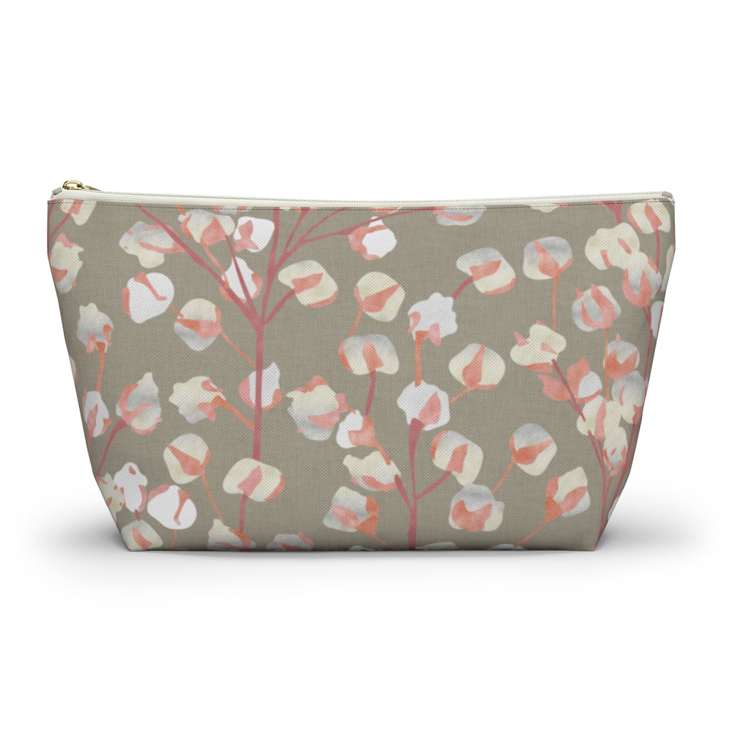 Cotton Branch Accessory Pouch w T-bottom in Pink
