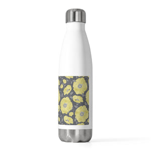 Floral Poppies 20oz Insulated Bottle in Yellow