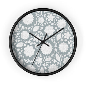 Floral Eyelet Lace Wall Clock in Blue