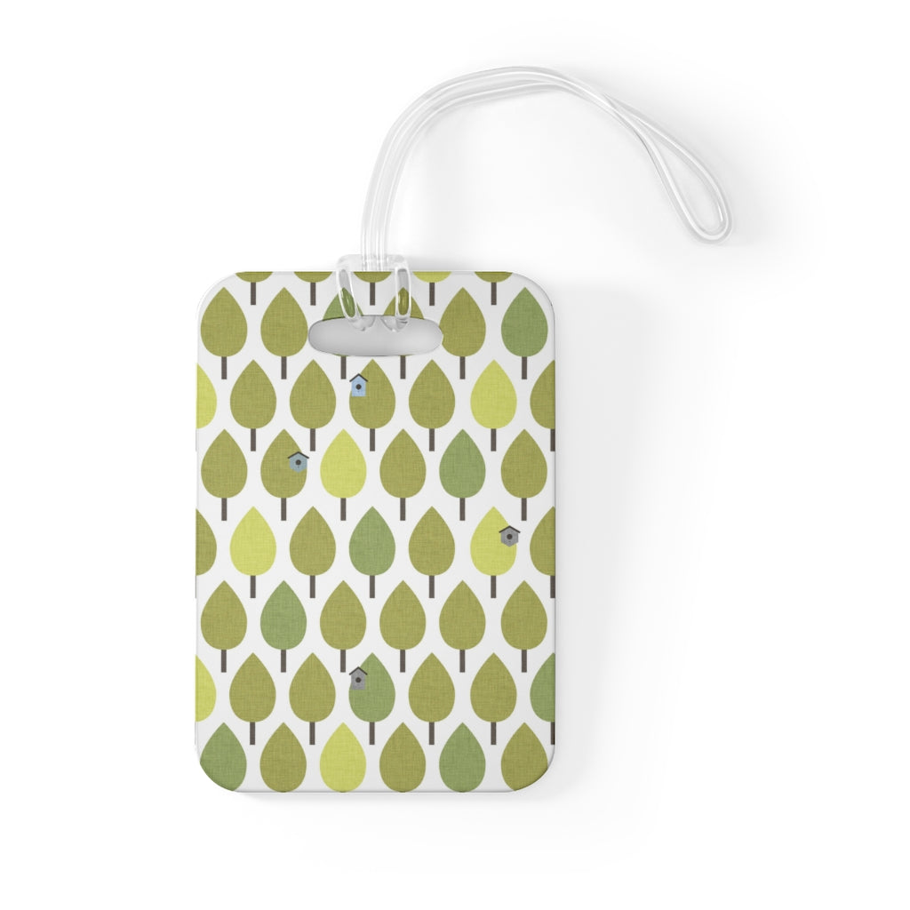 Trees with Birdhouses Bag Tag in Green