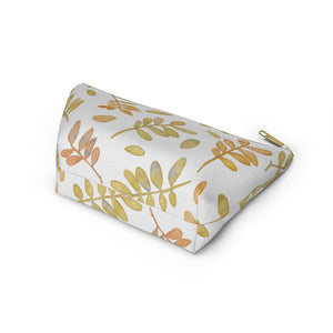 Watercolor Tossed Leaves Accessory Pouch w T-bottom in Yellow