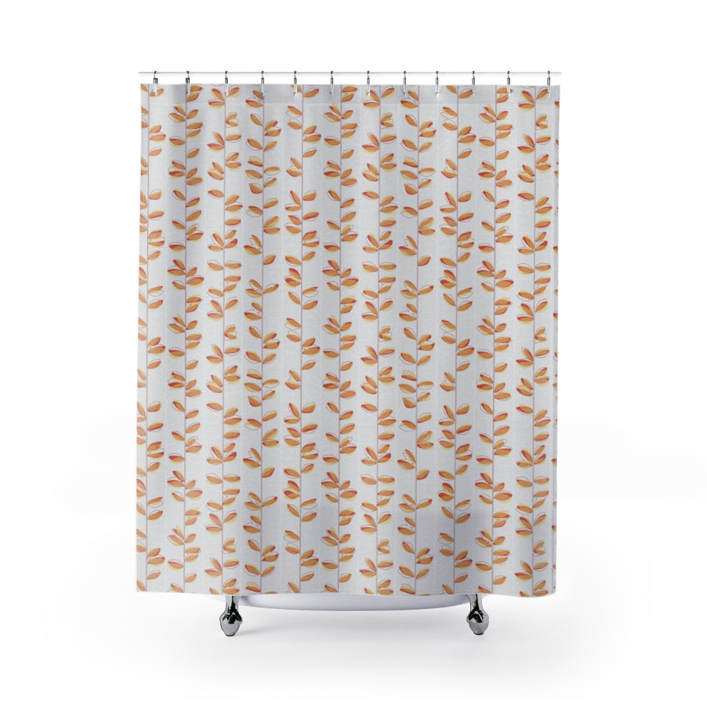 Watercolor Leaf Vines Shower Curtain in Orange