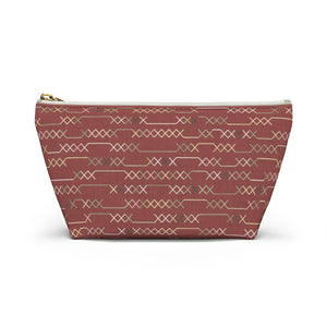 Santa Fe Stitch Accessory Pouch w T-bottom in Red