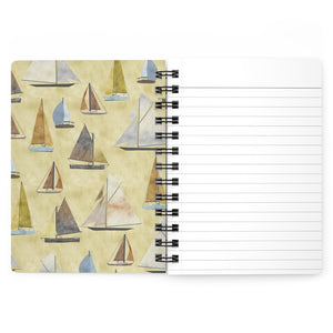 Watercolor Sailboats Spiral Bound Journal in Yellow