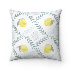 Lemon Tile Square Throw Pillow in Aqua