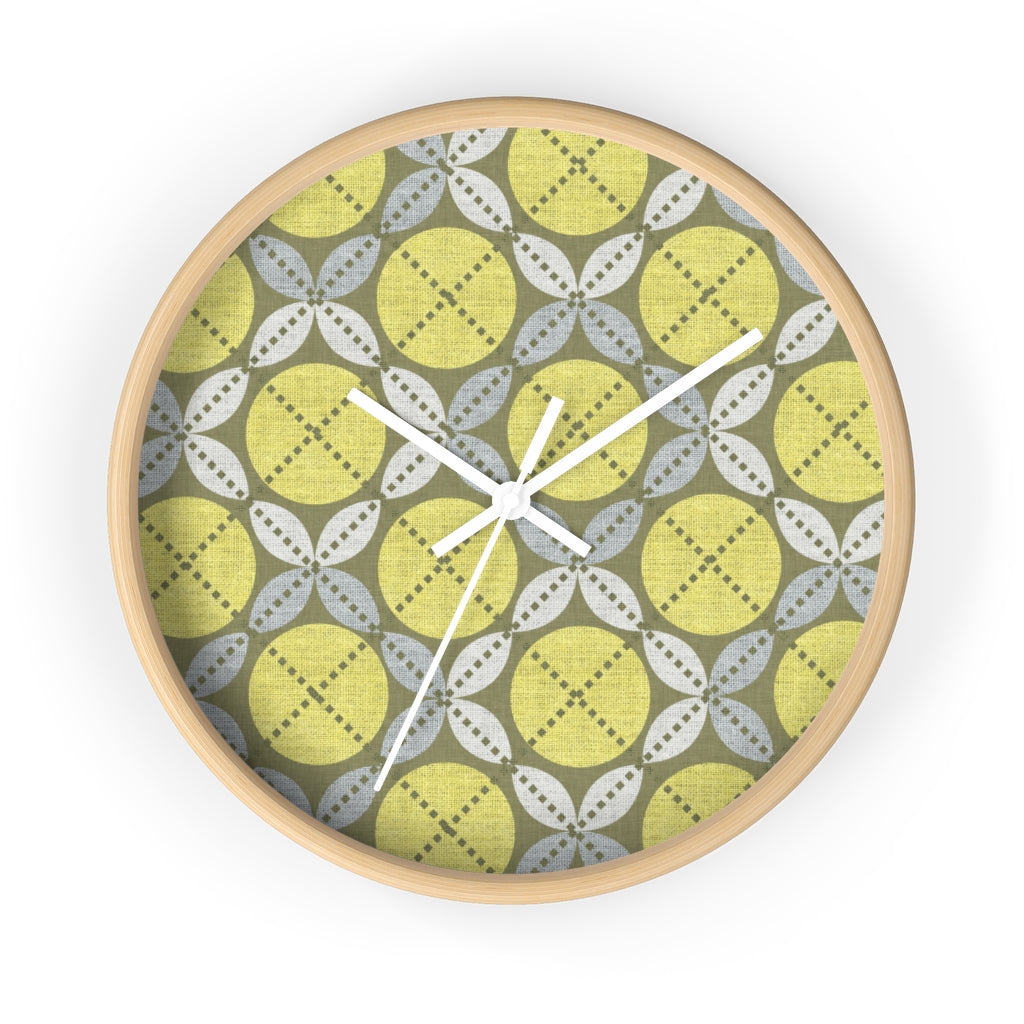 Leaf Ensconced Circle Wall Clock in Yellow