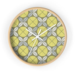 Leaf Ensconced Circle Wall Clock in Yellow