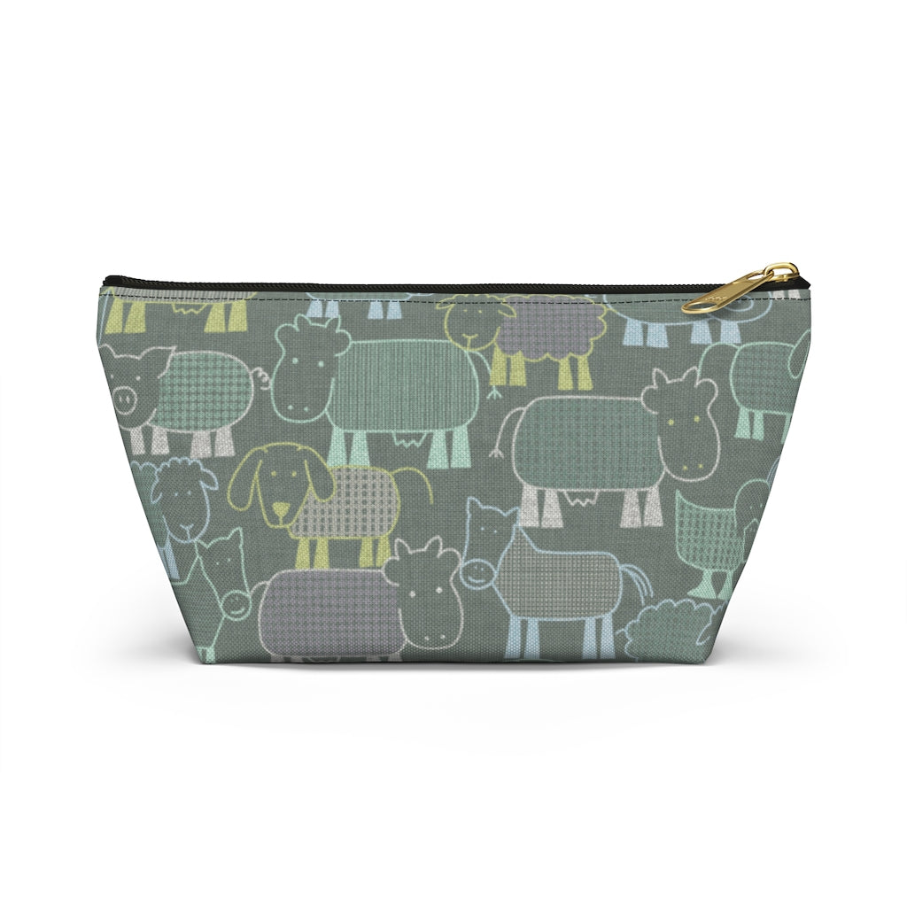 Animal Farm Accessory Pouch w T-bottom in Aqua