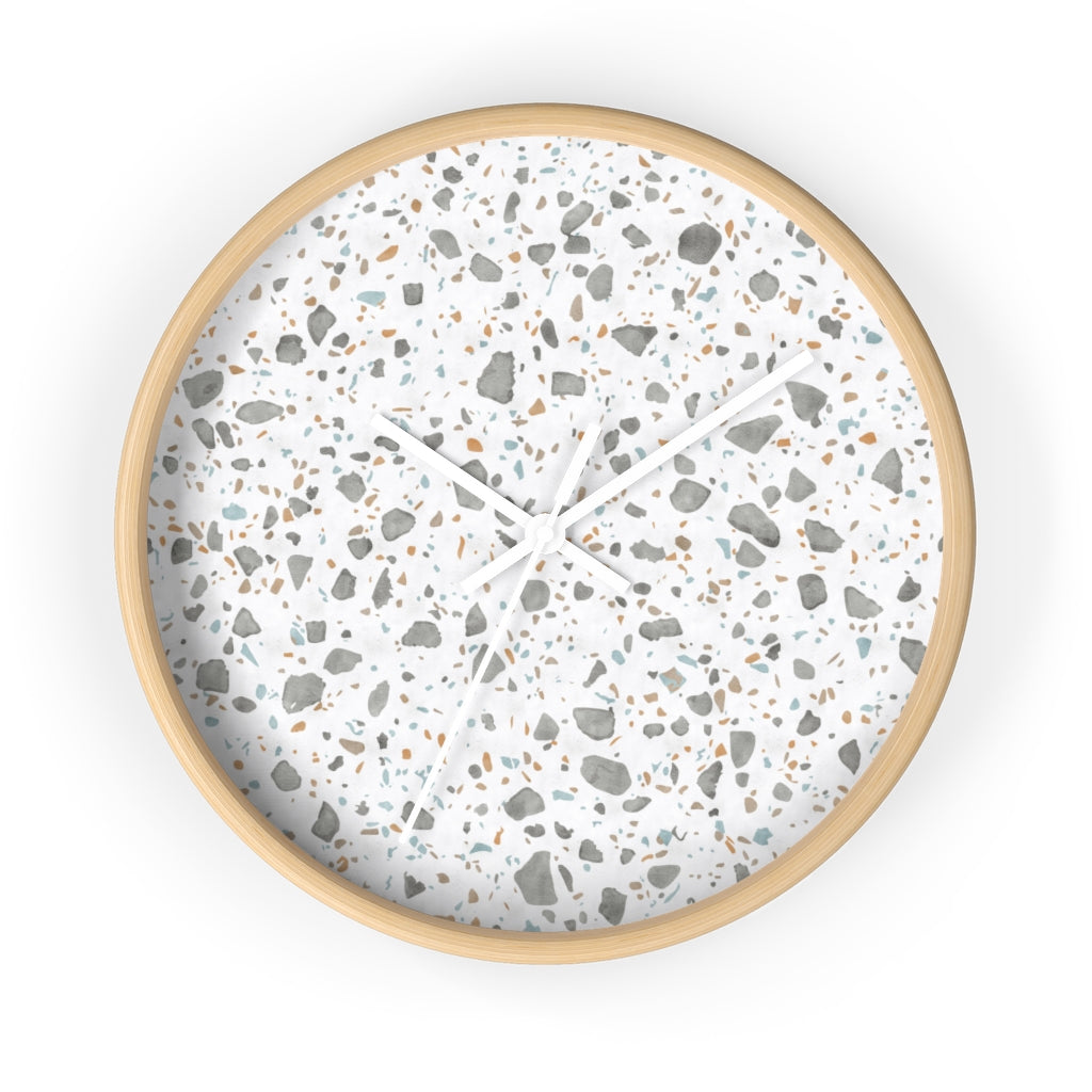 Glass Terrazzo Wall Clock in Gray