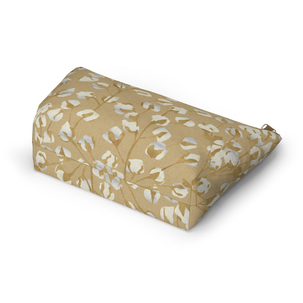 Cotton Branch Accessory Pouch w T-bottom in Gold