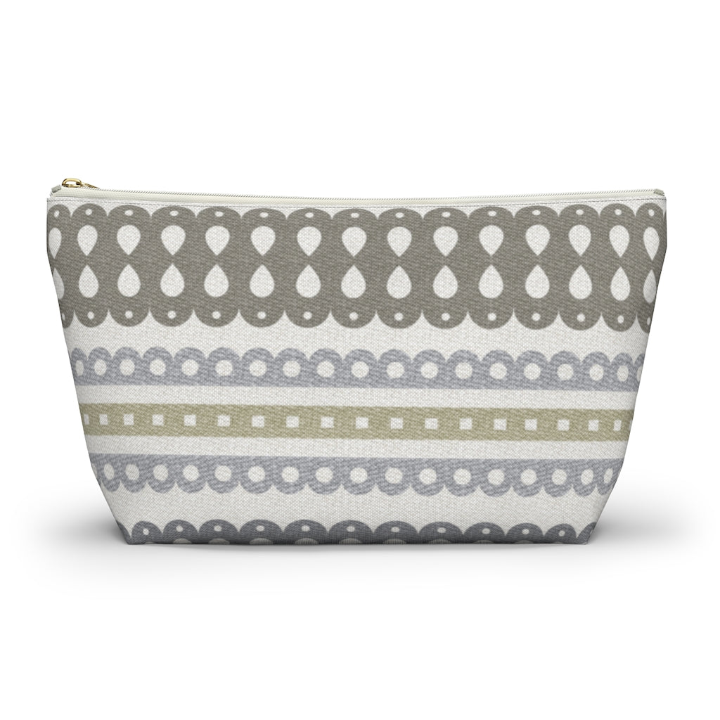 Ribbon Candy Accessory Pouch w T-bottom in Brown