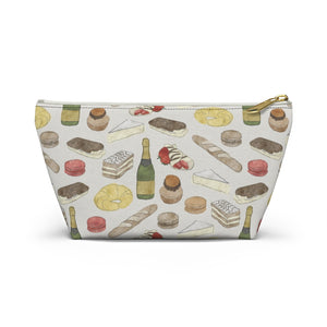 Watercolor French Pastries Accessory Pouch w T-bottom in Cream
