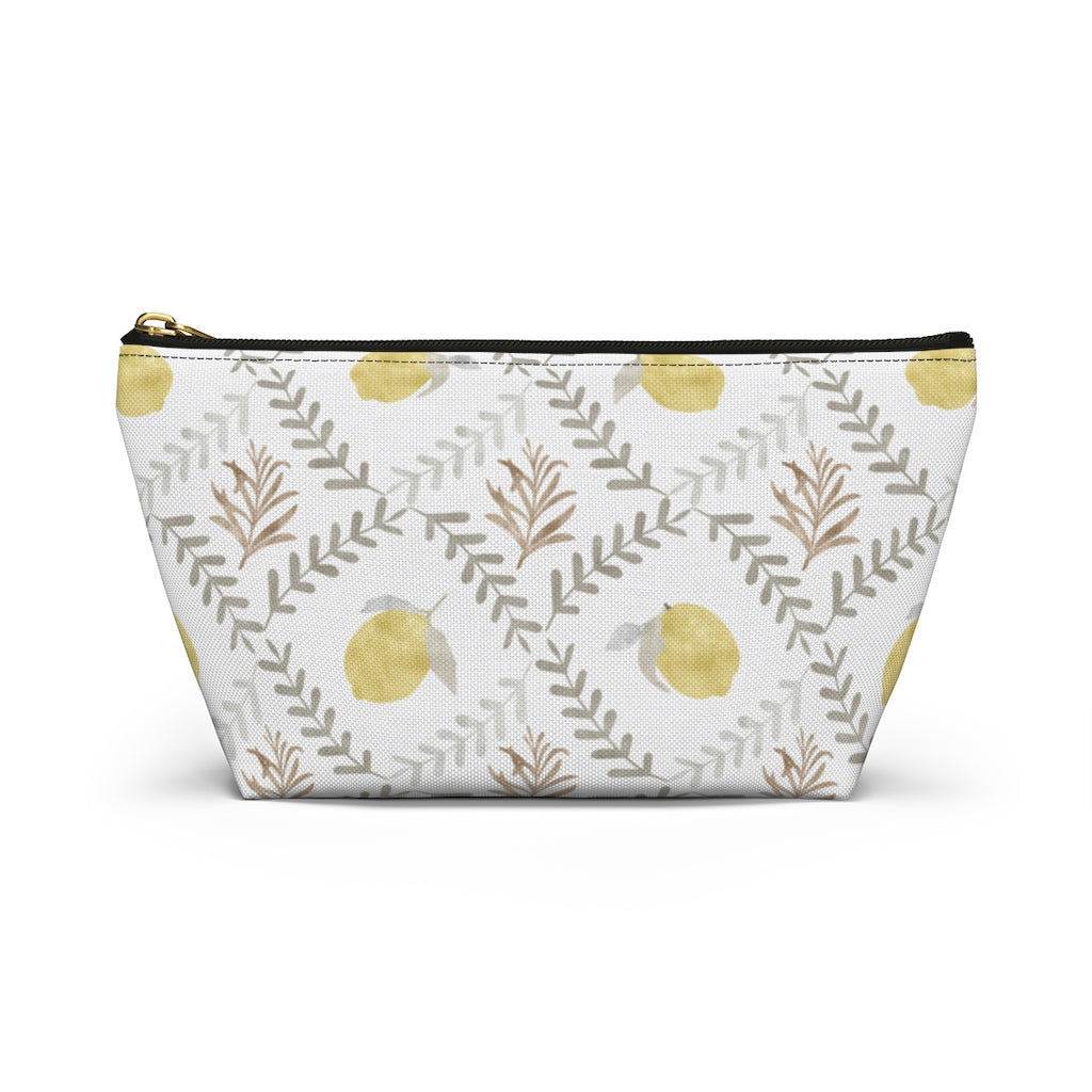 Lemon Tile Accessory Pouch w T-bottom in Gray