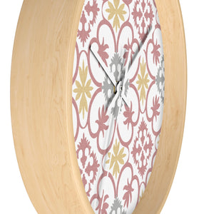 Portugal Tile Wall Clock in Pink