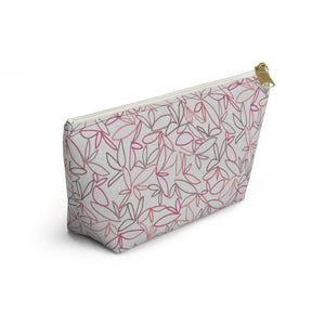 Sketch Leaf Accessory Pouch w T-bottom in Coral