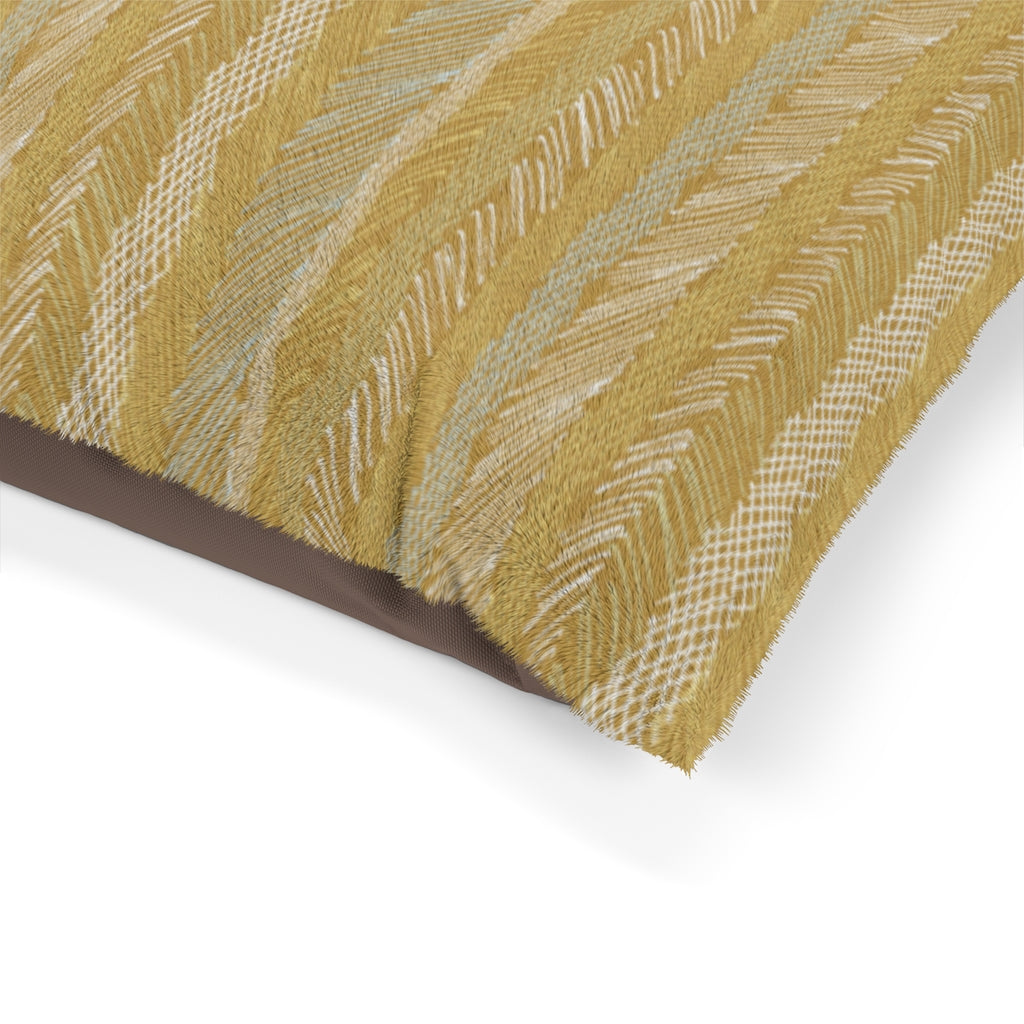 Cross Hatch Stripe Pet Bed in Gold