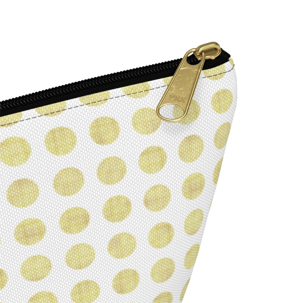 Textured Polka Dots Accessory Pouch w T-bottom in Yellow