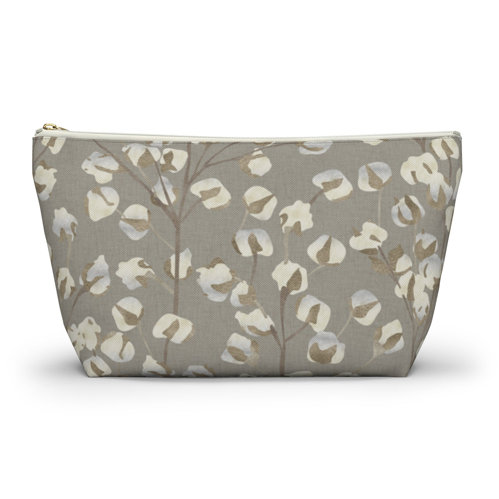 Cotton Branch Accessory Pouch w T-bottom in Brown