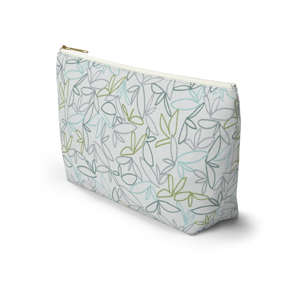 Sketch Leaf Accessory Pouch w T-bottom in Teal
