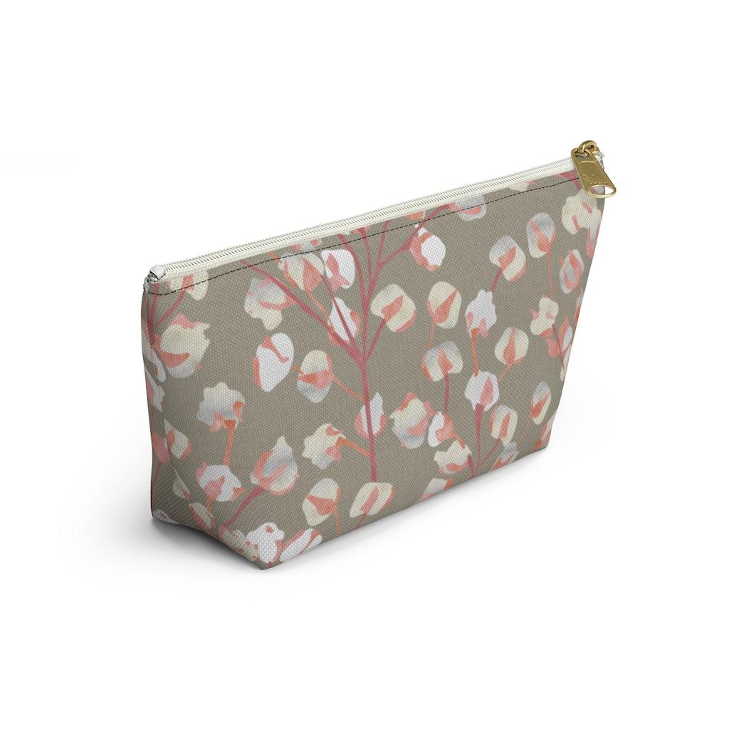 Cotton Branch Accessory Pouch w T-bottom in Pink
