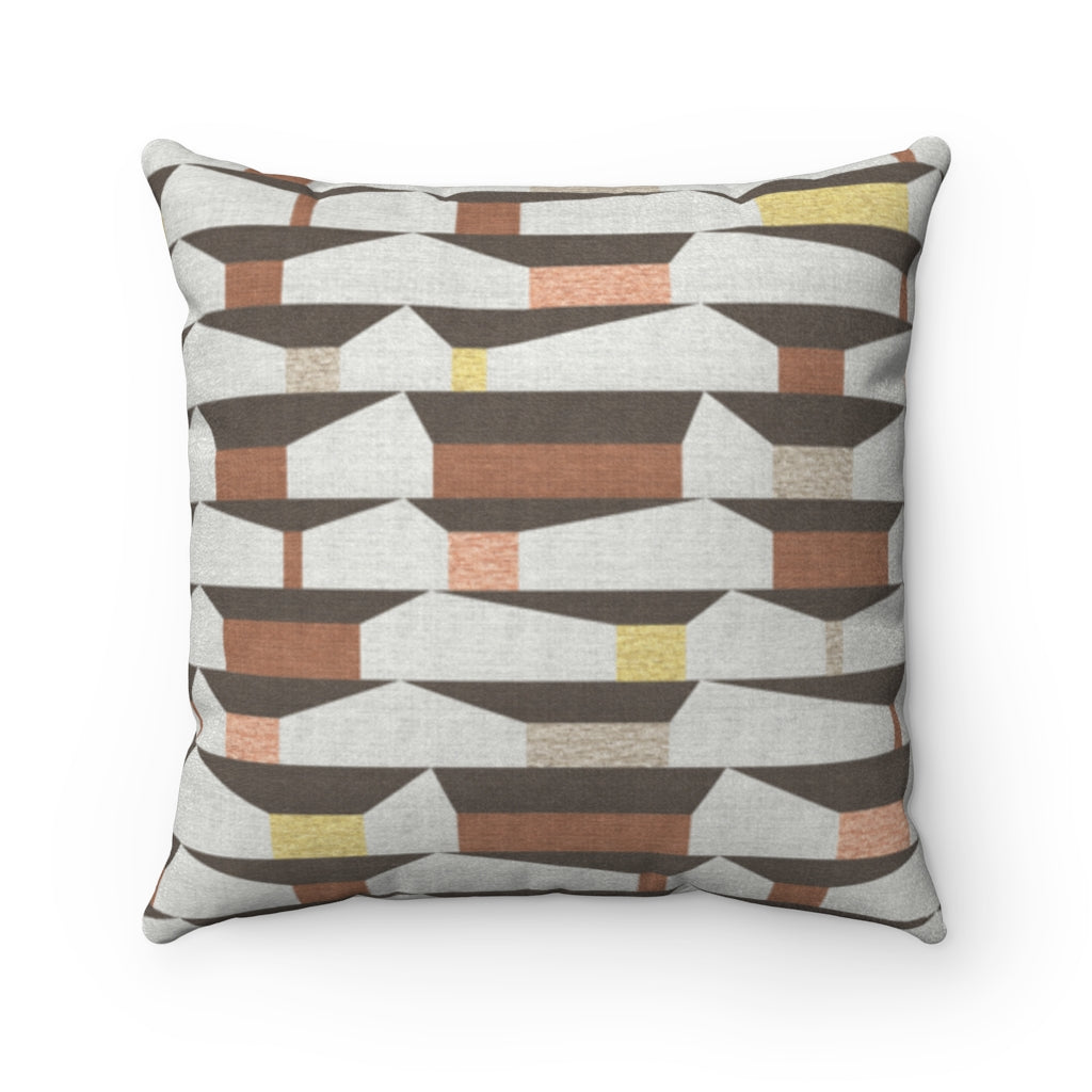 Tramway Square Throw Pillow in Orange